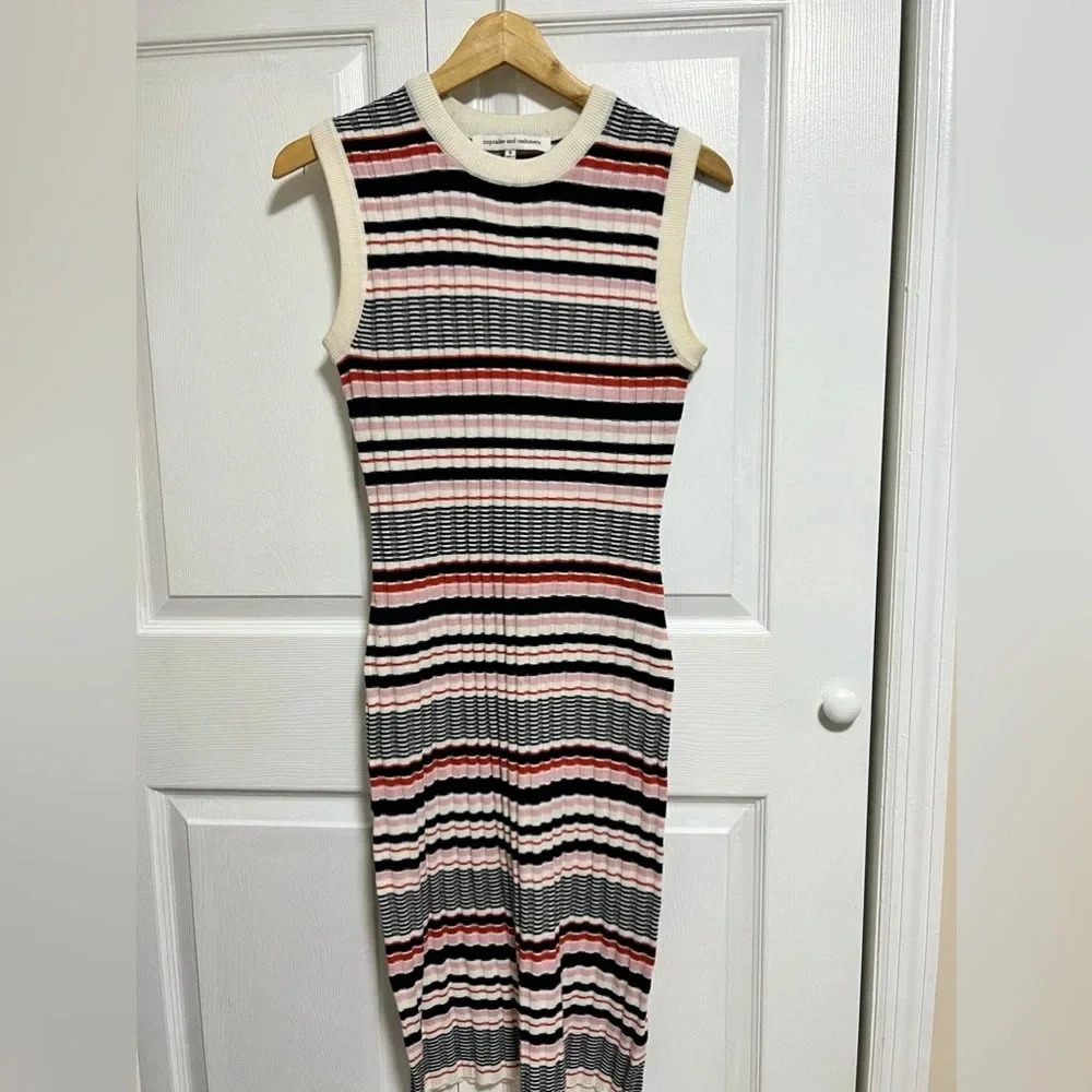 Cupcakes&Cashmere Striped Knit Midi Dress Size Small